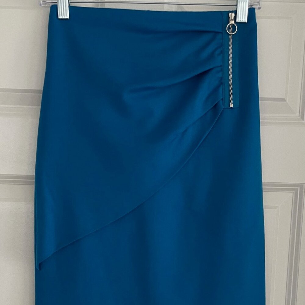 Hugo Boss Teal Pencil Skirt with Zipper Accent